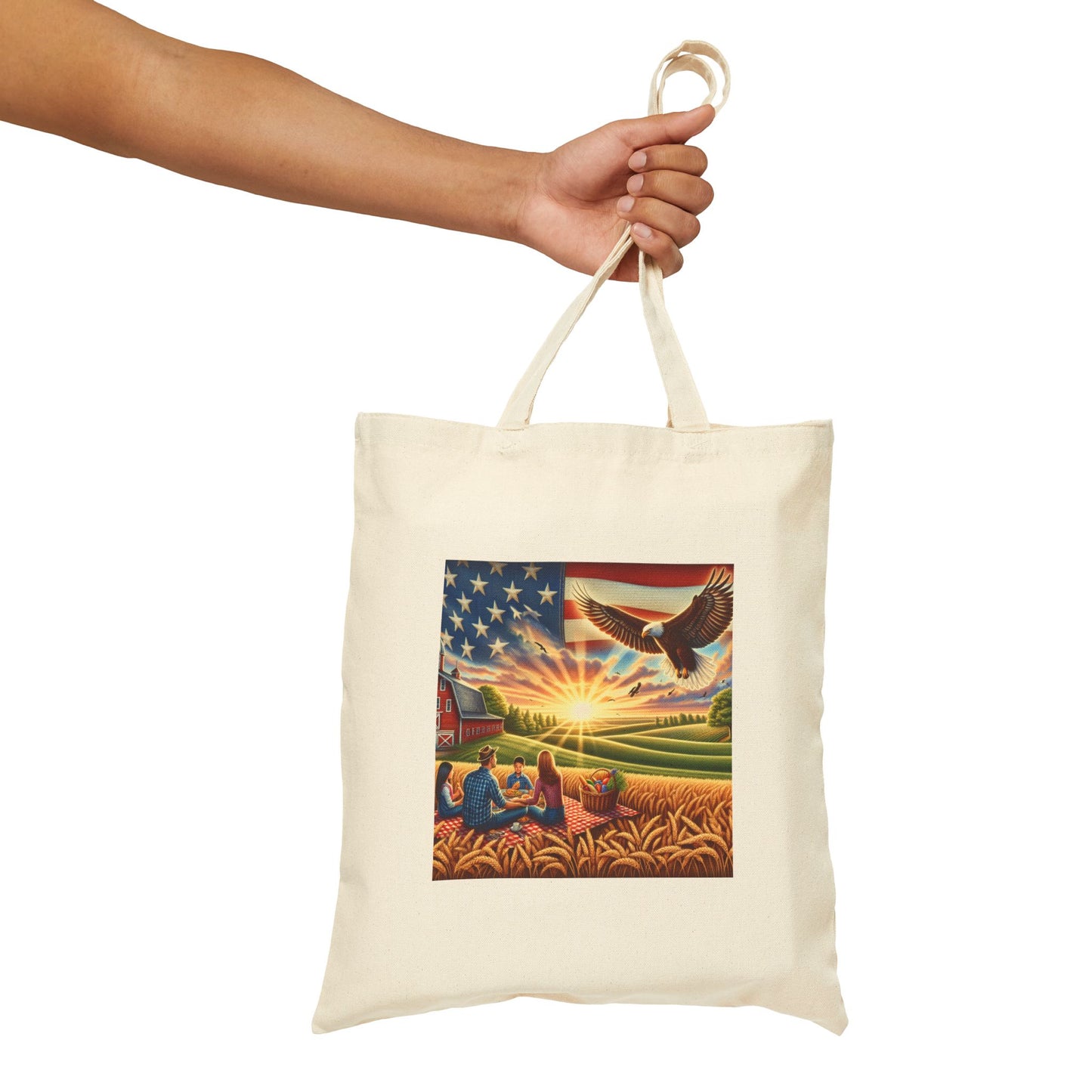 Patriotic Eagle Cotton Canvas Tote Bag - Eco-Friendly Carryall for Nature Lovers