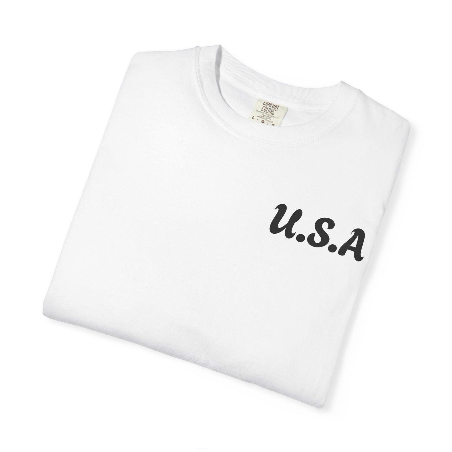 Patriotic Garment-Dyed T-Shirt | U.S.A. Front Print & Flag Design