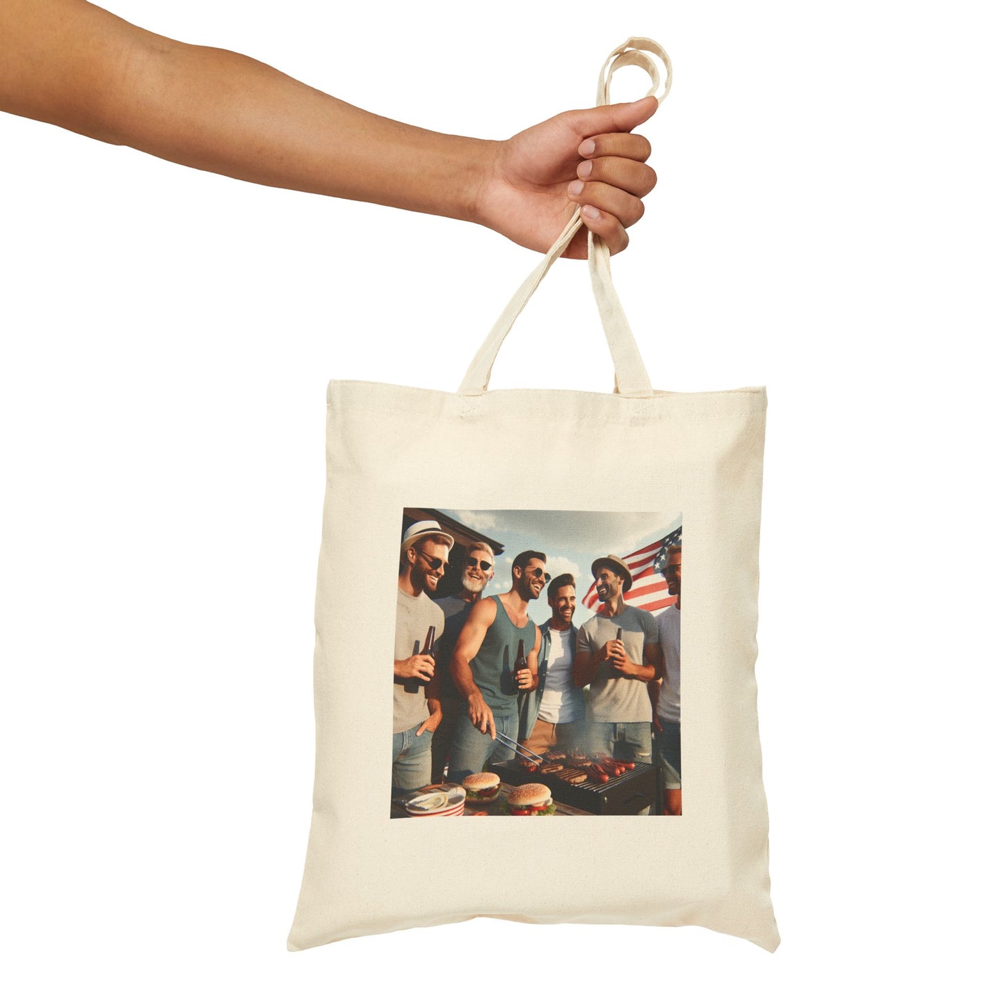Summer BBQ Cotton Canvas Tote Bag - Fun Friends Gathering Design