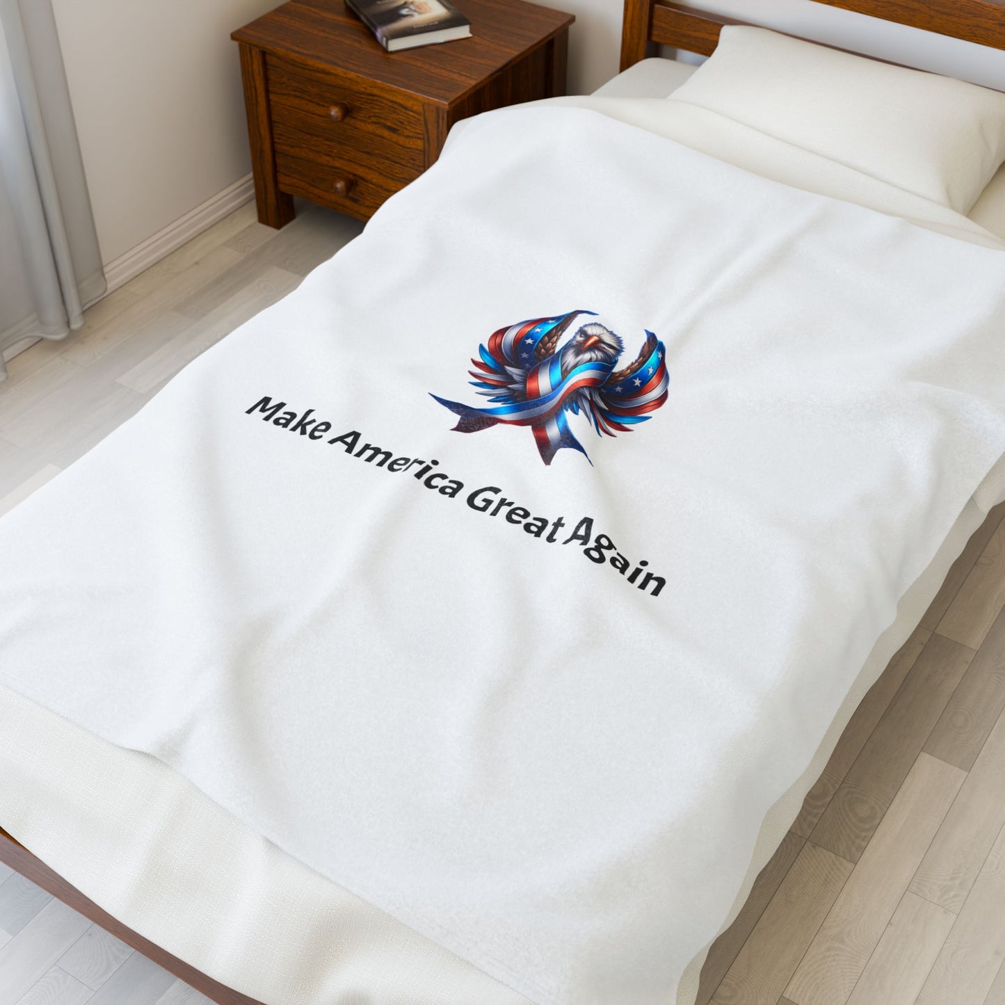 Patriotic Velveteen Plush Blanket - Make America Great Again