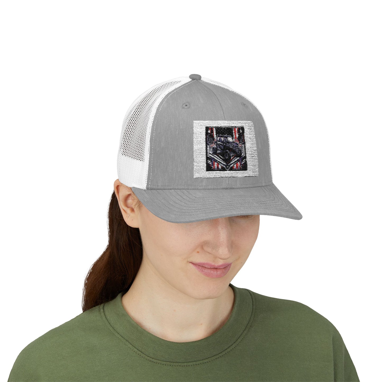 Patriotic Snapback Trucker Cap with Vintage Truck Design
