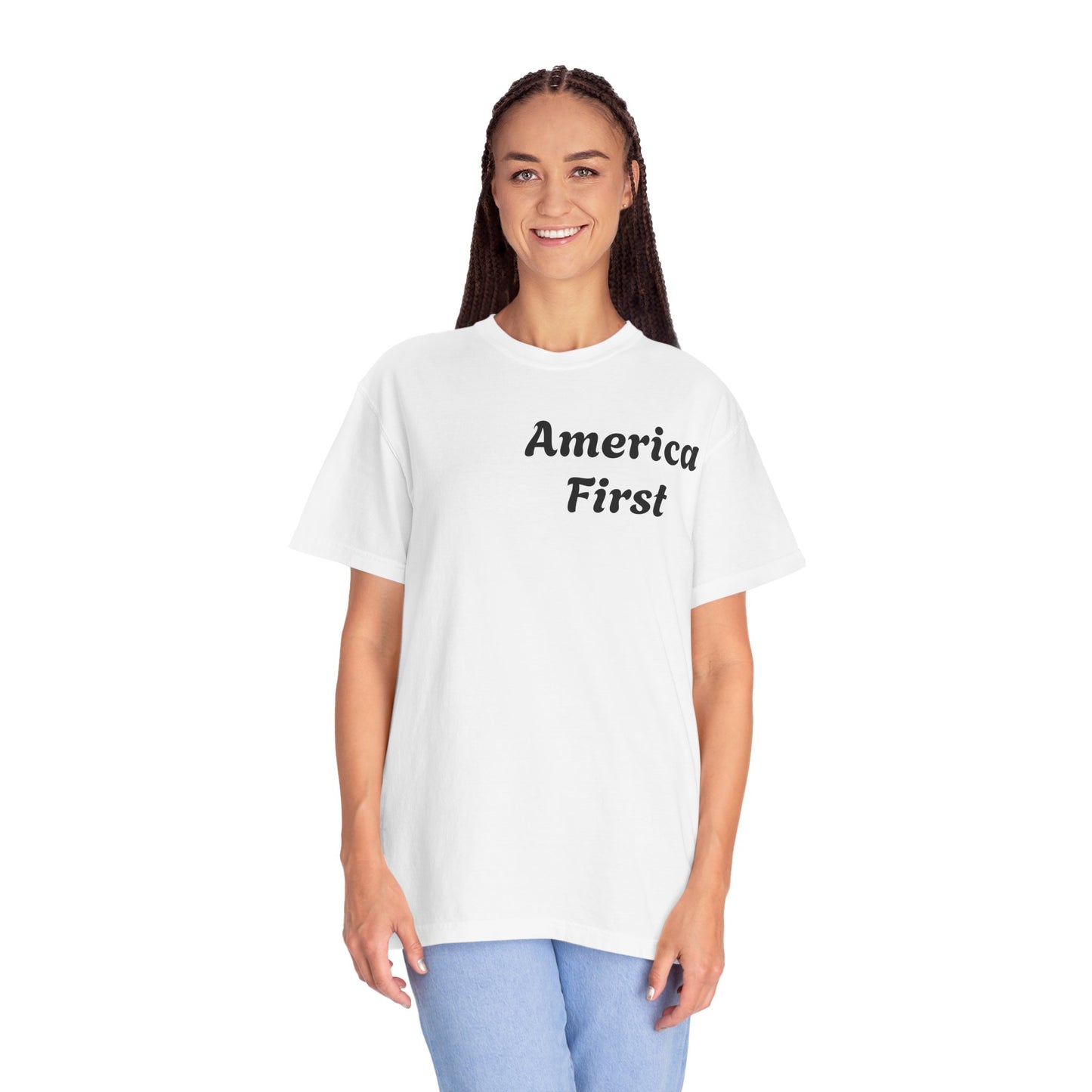 America First Unisex Garment-Dyed T-Shirt - Patriotic Design for Everyday Wear