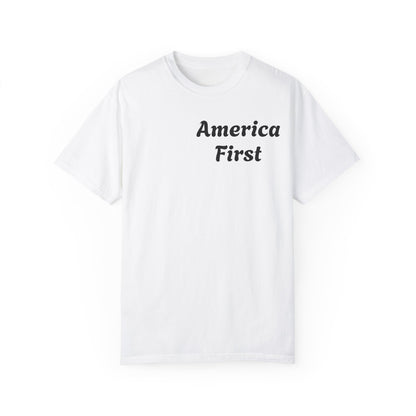 America First Unisex Garment-Dyed T-Shirt - Patriotic Design for Everyday Wear