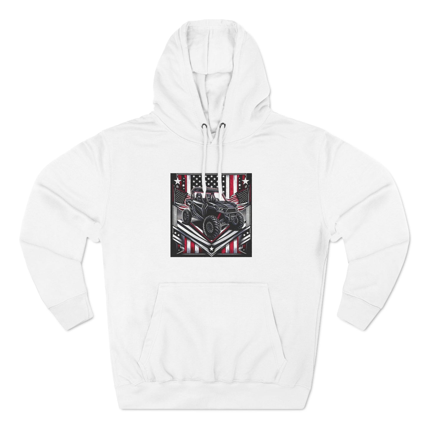 4 Wheeler and American flag Three-Panel Fleece Hoodie