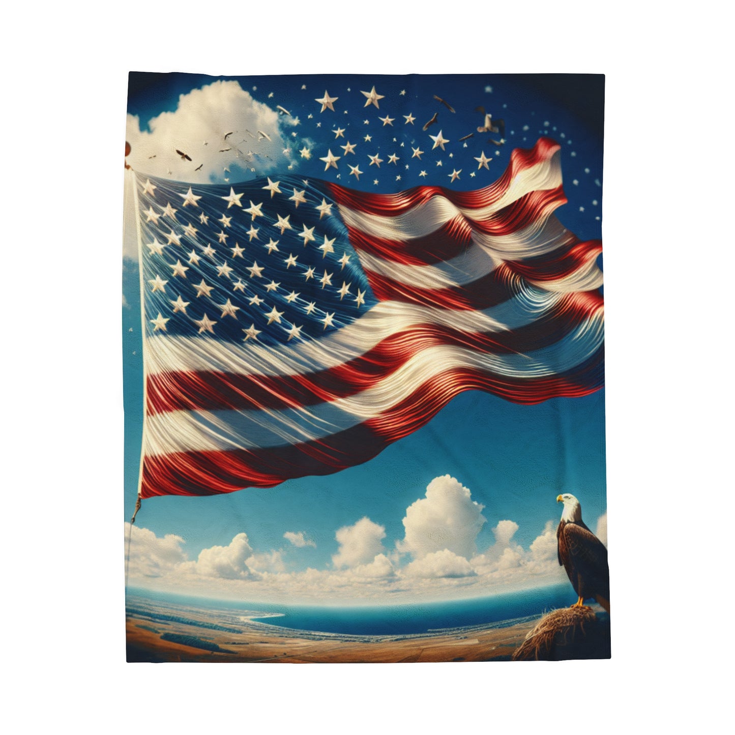 American flag and eagle Velveteen Plush Blanket