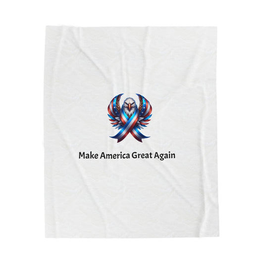 Patriotic Velveteen Plush Blanket - Make America Great Again