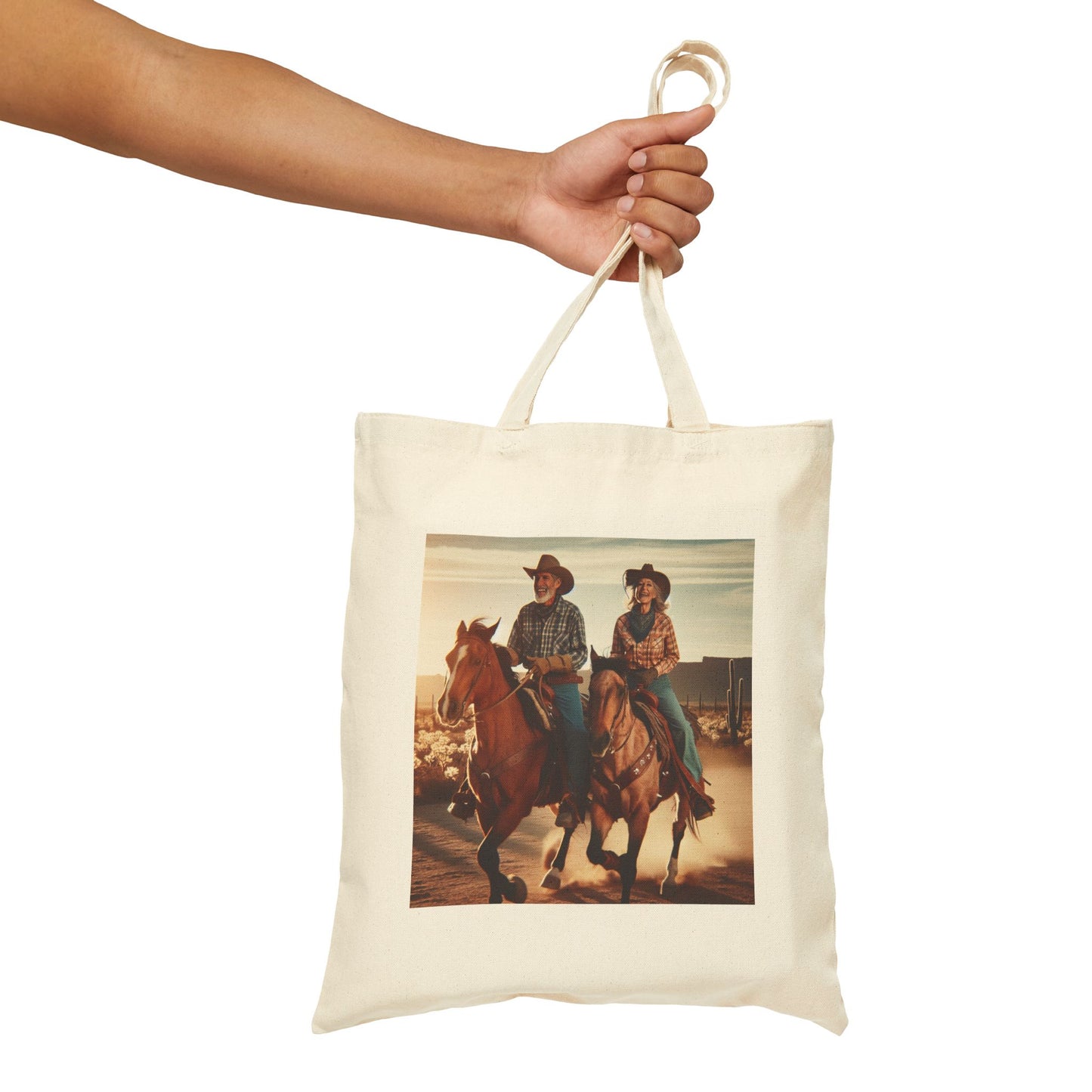 Retro Cowboy Canvas Tote Bag - Western Style Tote for Adventurous Spirits