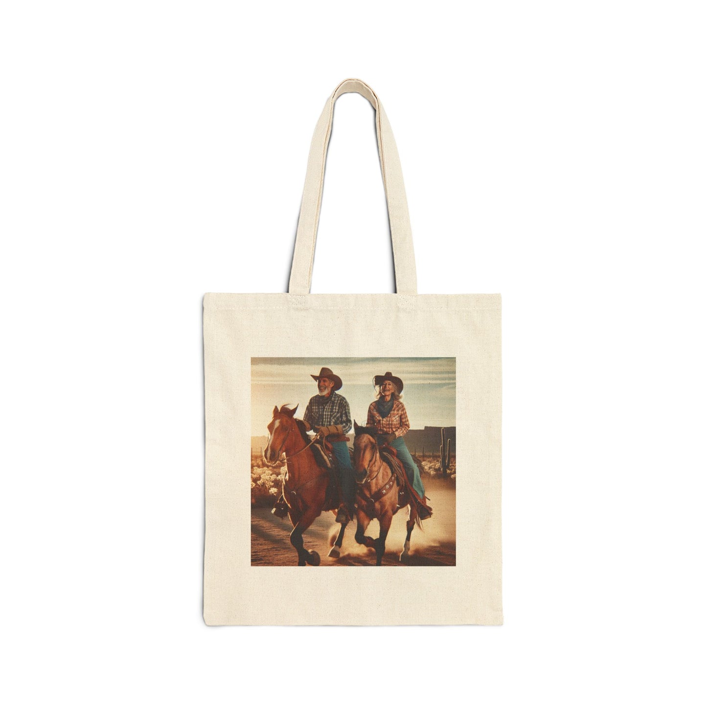 Retro Cowboy Canvas Tote Bag - Western Style Tote for Adventurous Spirits