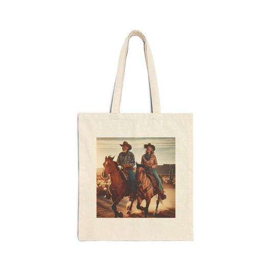 Retro Cowboy Canvas Tote Bag - Western Style Tote for Adventurous Spirits