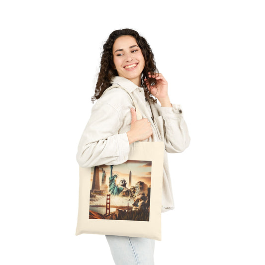 Vintage Cityscape Cotton Canvas Tote Bag - Perfect for Travel & Everyday Use