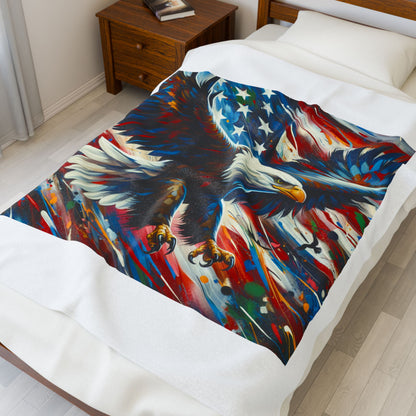 Patriotic Eagle Velveteen Plush Blanket - Cozy Home Decor for Independence Day & Everyday Use