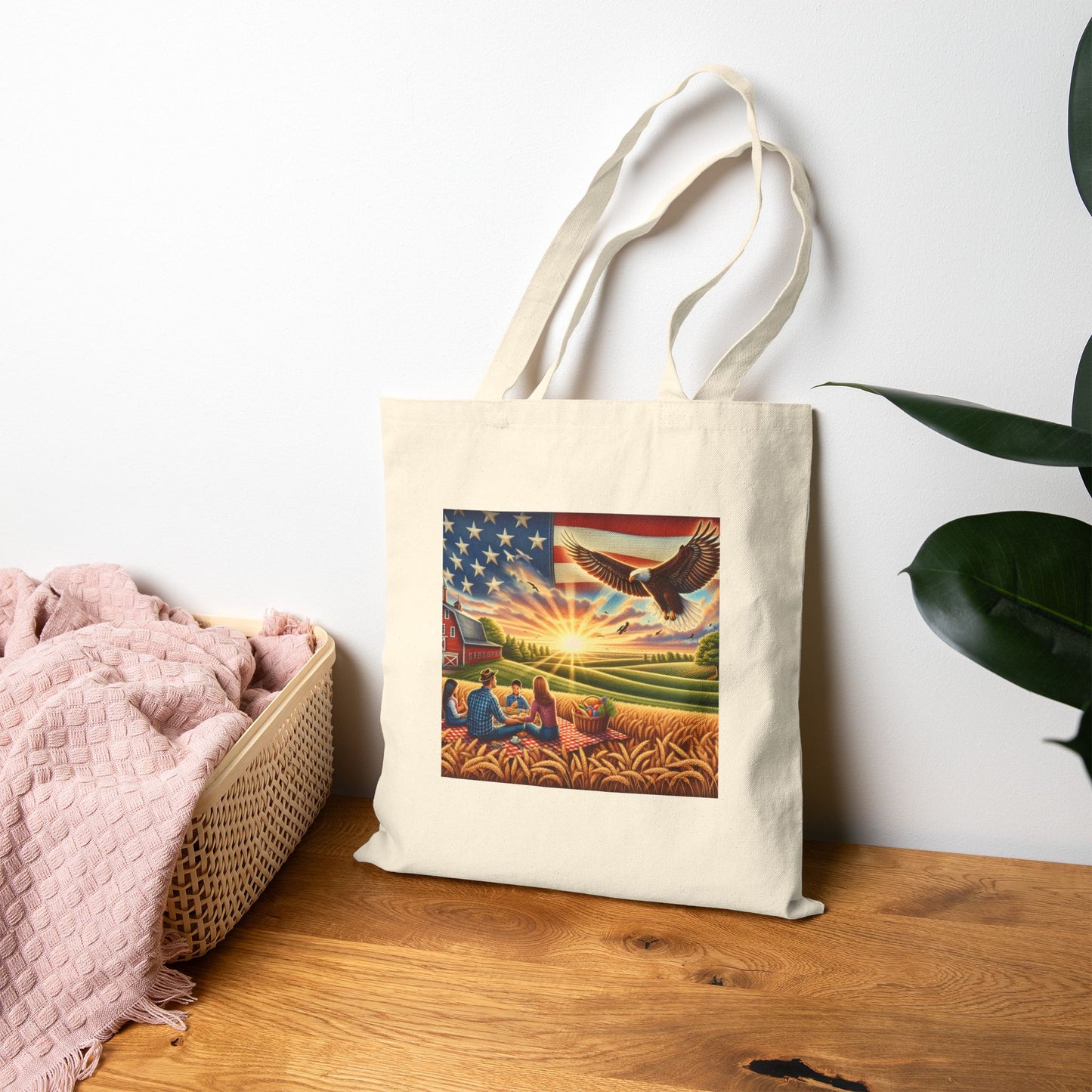 Patriotic Eagle Cotton Canvas Tote Bag - Eco-Friendly Carryall for Nature Lovers
