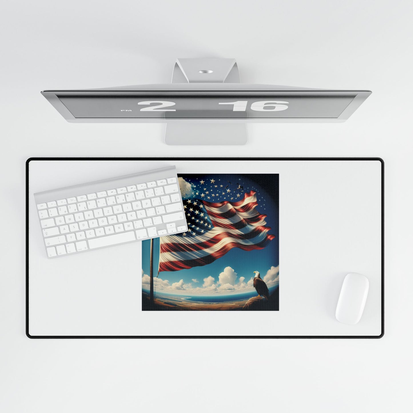 Flying American Flag and eagle Desk Mats