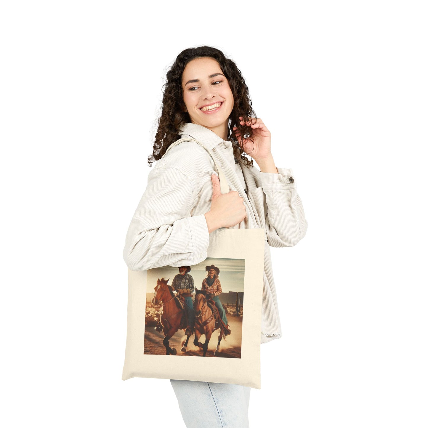 Retro Cowboy Canvas Tote Bag - Western Style Tote for Adventurous Spirits