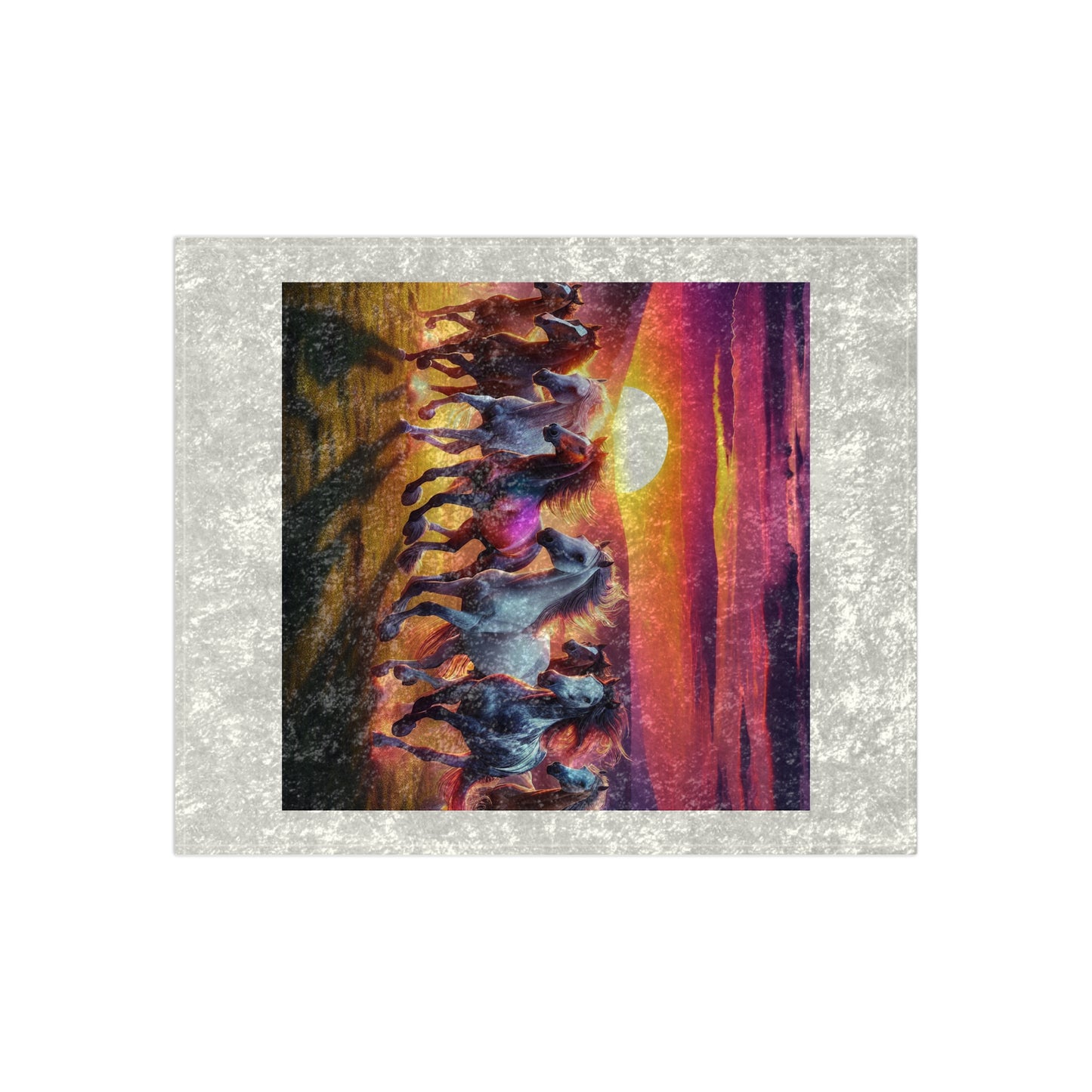 Wild Horses Sunset Crushed Velvet Blanket - Cozy & Elegant Home Decor