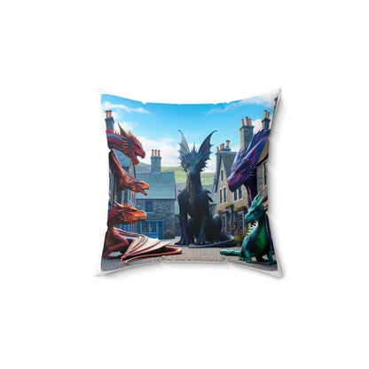 Fantasy Dragon Square Pillow - Cozy Home Decor for Fantasy Lovers