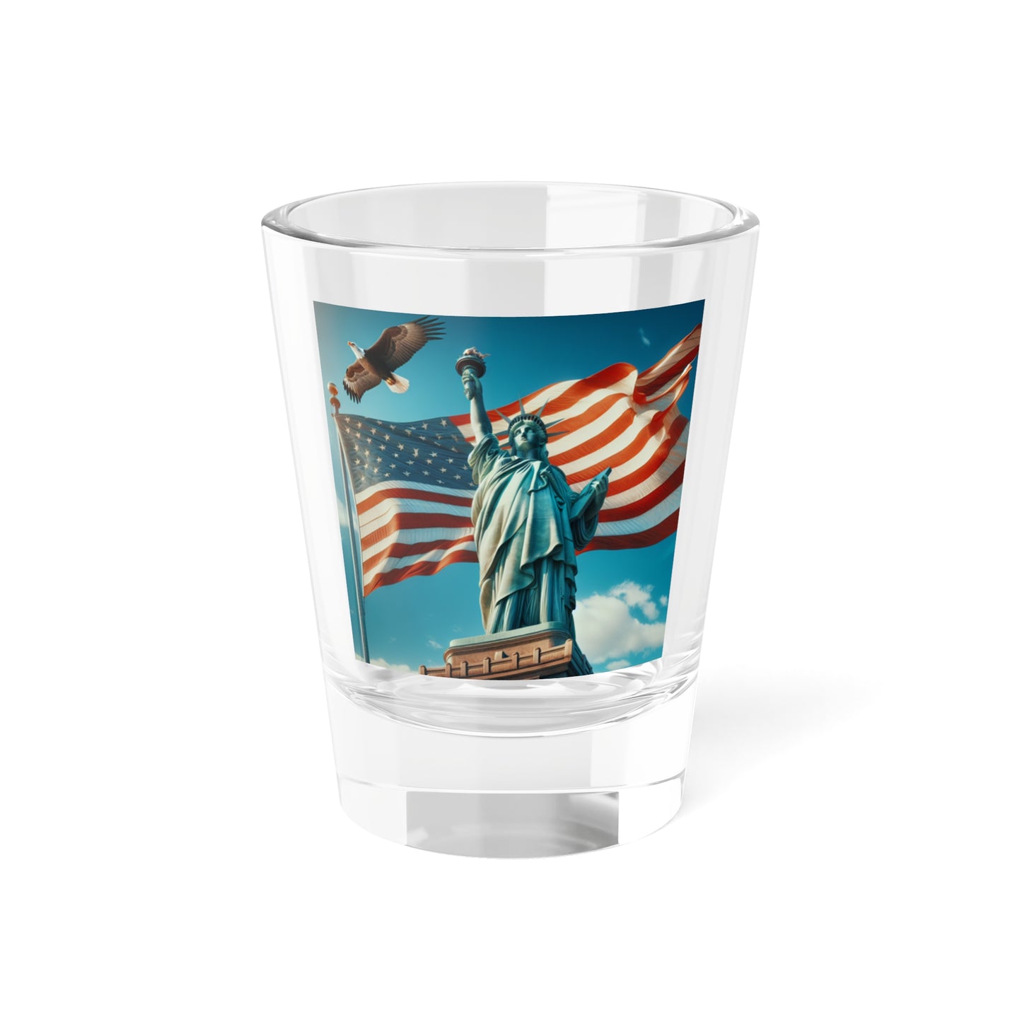 Patriotic Shot Glass with American Flag & Liberty Icon