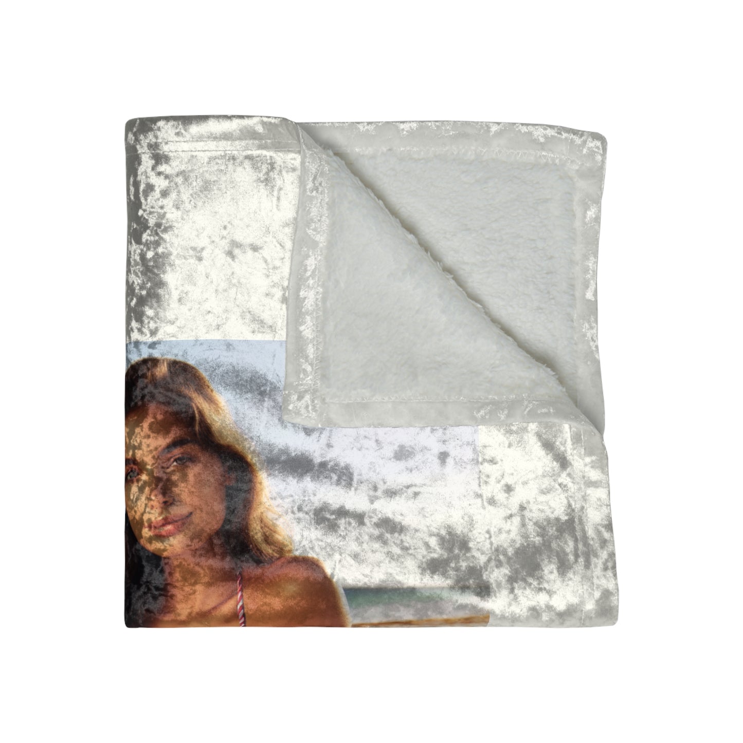 Beach beauty Cozy Crushed Velvet Blanket with Summer Vibe