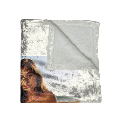 Beach beauty Cozy Crushed Velvet Blanket with Summer Vibe