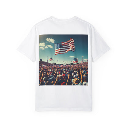 Patriotic Garment-Dyed T-Shirt | U.S.A. Front Print & Flag Design