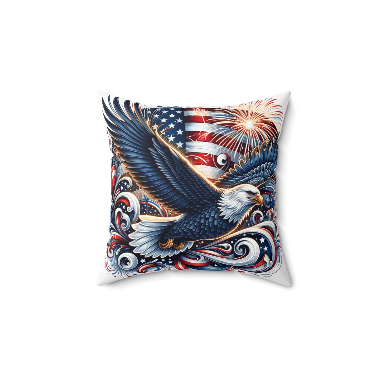 Patriotic Eagle Decorative Pillow - USA Flag Throw Cushion for Home Decor