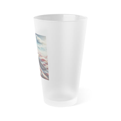 Patriotic Frosted Pint Glass - 16oz Eagle Design for BBQs and Celebrations