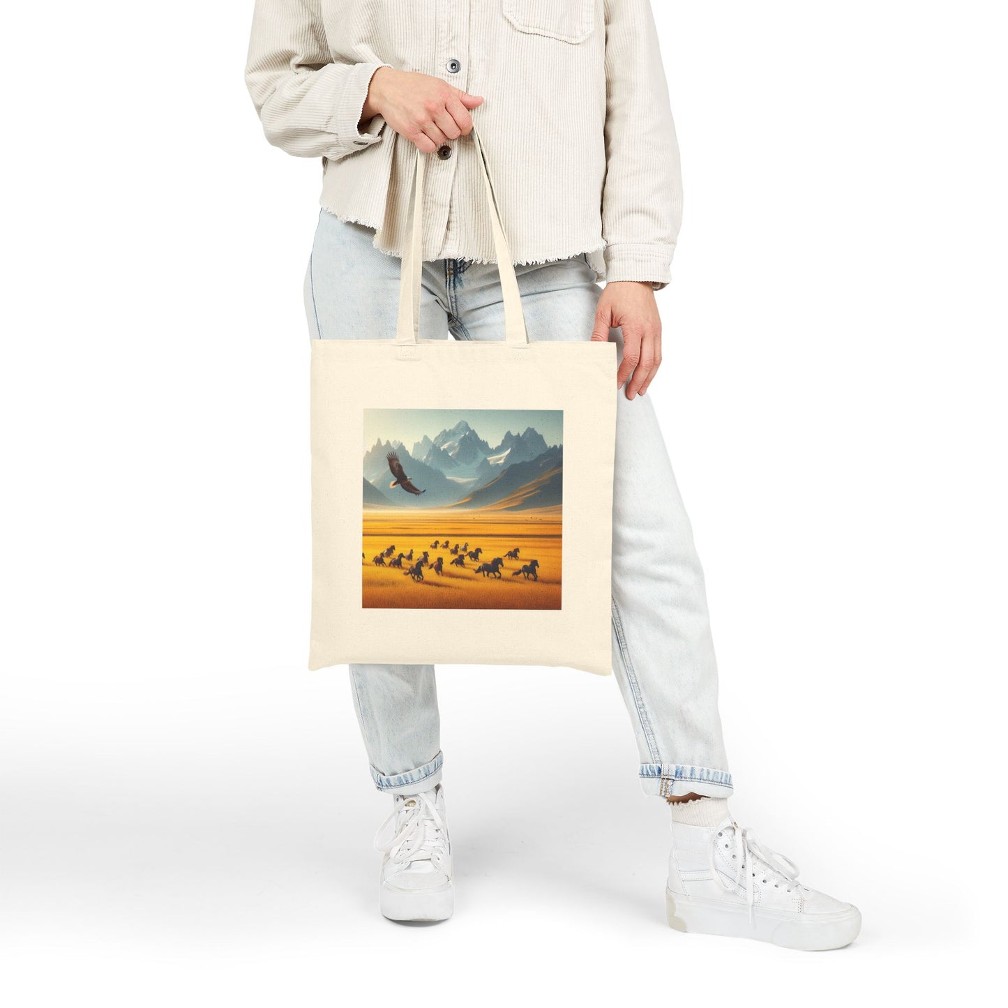 Nature-Inspired Cotton Canvas Tote Bag - Ideal for Eco-Friendly Adventures