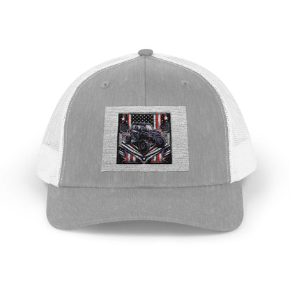 Patriotic Snapback Trucker Cap with Vintage Truck Design