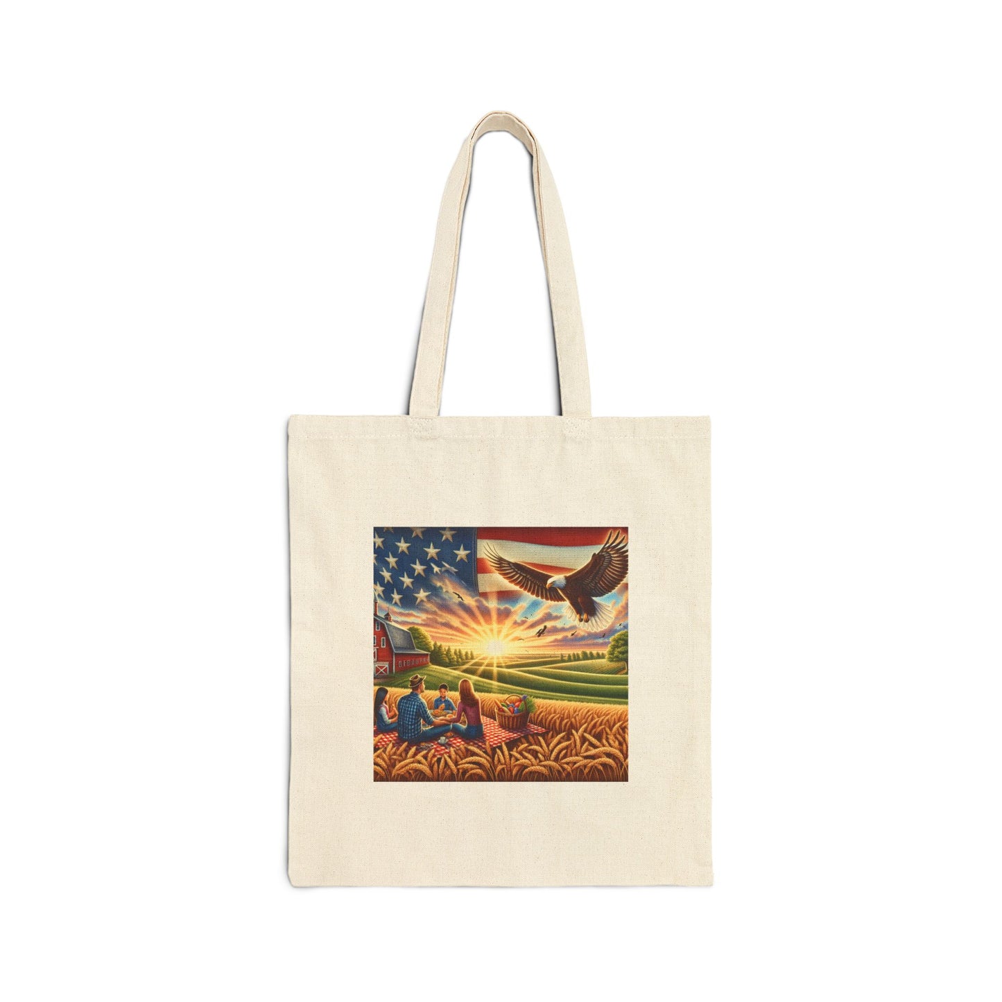 Patriotic Eagle Cotton Canvas Tote Bag - Eco-Friendly Carryall for Nature Lovers