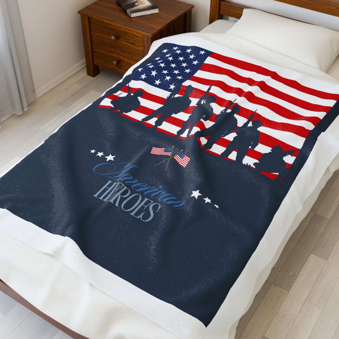 American Heroes Velveteen Plush Blanket - Cozy Tribute for Veterans and Patriotic Moments