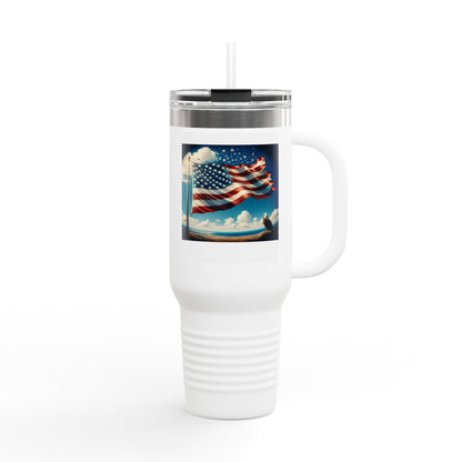 Flying American Flag Insulated Travel Mug, 40oz