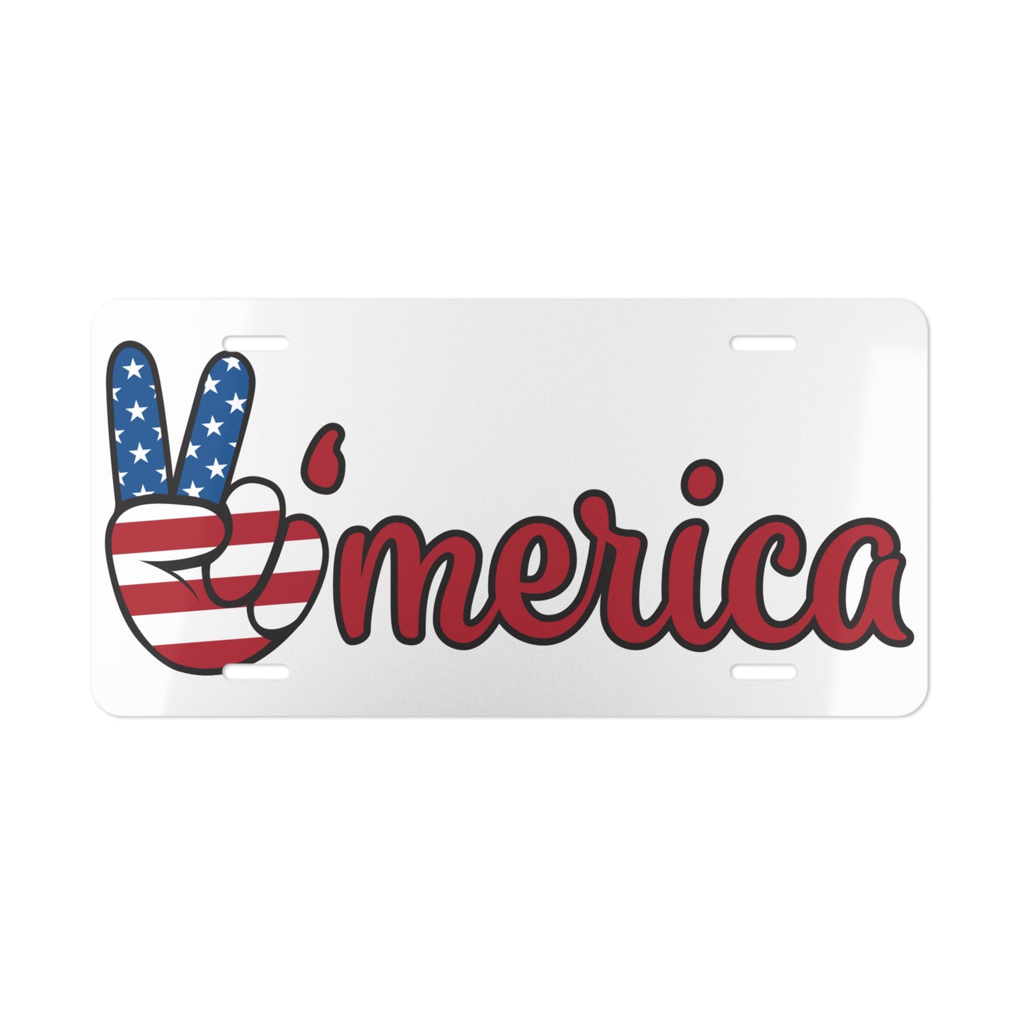 Patriotic Vanity Plate - 'Merica Peace Sign Design