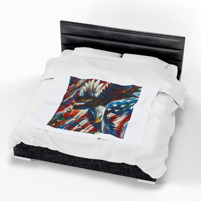 Patriotic Eagle Velveteen Plush Blanket - Cozy Home Decor for Independence Day & Everyday Use