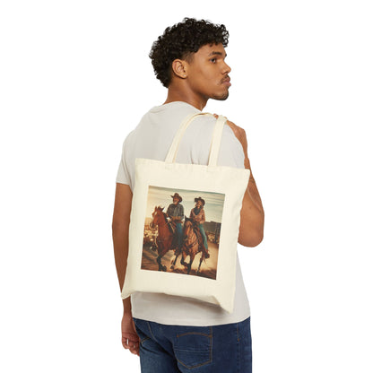 Retro Cowboy Canvas Tote Bag - Western Style Tote for Adventurous Spirits