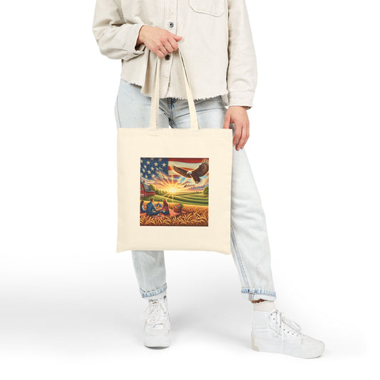 Patriotic Eagle Cotton Canvas Tote Bag - Eco-Friendly Carryall for Nature Lovers