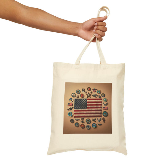 Vintage American Flag Cotton Canvas Tote Bag - Perfect for Eco-Friendly Shopping and Patriotic Events