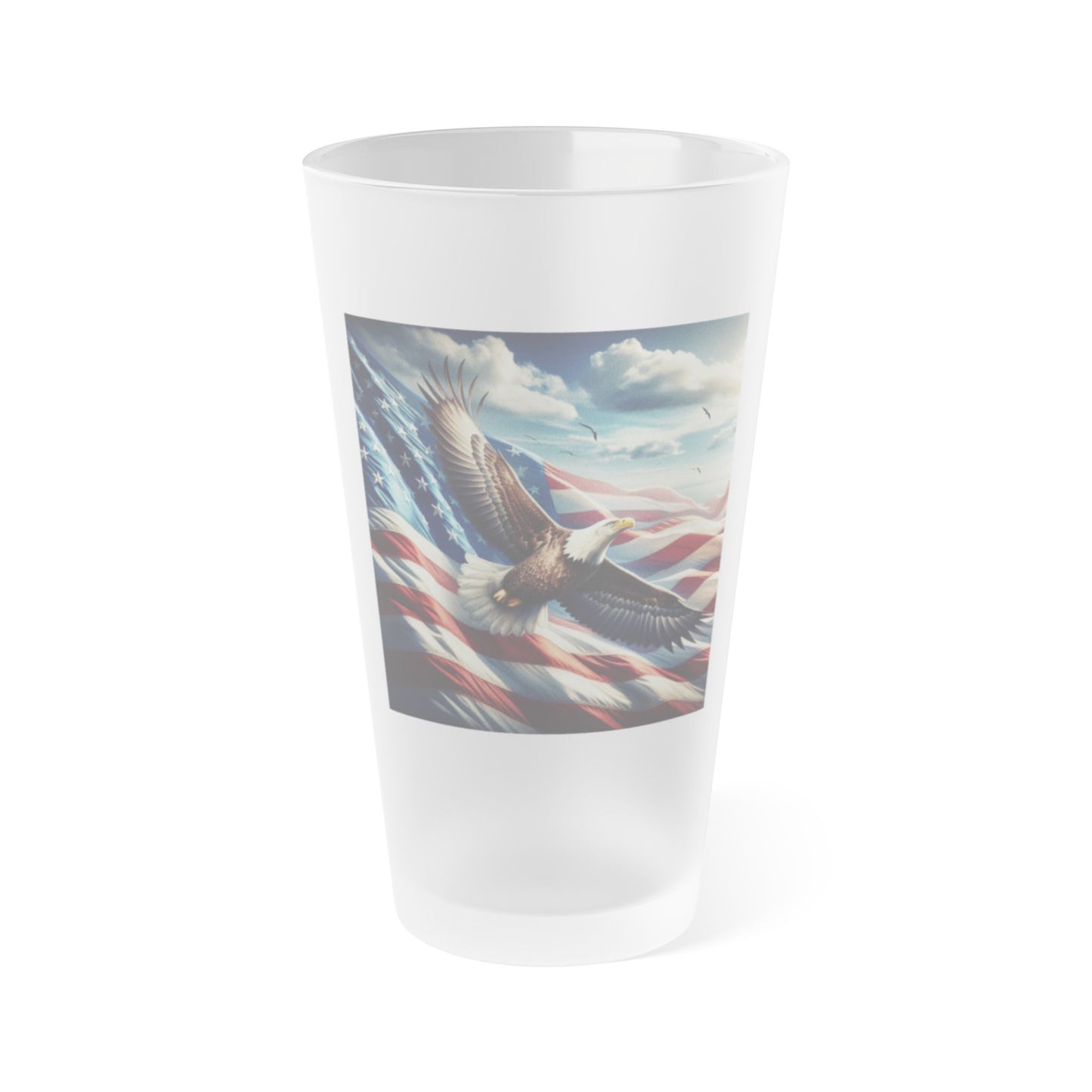 Patriotic Frosted Pint Glass - 16oz Eagle Design for BBQs and Celebrations