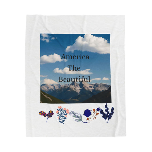 America the Beautiful Velveteen Plush Blanket - Cozy Decorative Throw for Home