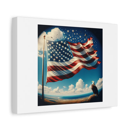 Flying American Flag and eagle Matte Canvas, Stretched, 1.25"