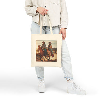 Retro Cowboy Canvas Tote Bag - Western Style Tote for Adventurous Spirits
