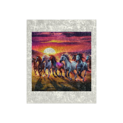 Wild Horses Sunset Crushed Velvet Blanket - Cozy & Elegant Home Decor