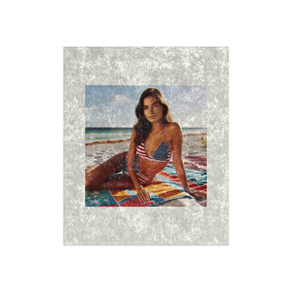 Beach beauty Cozy Crushed Velvet Blanket with Summer Vibe