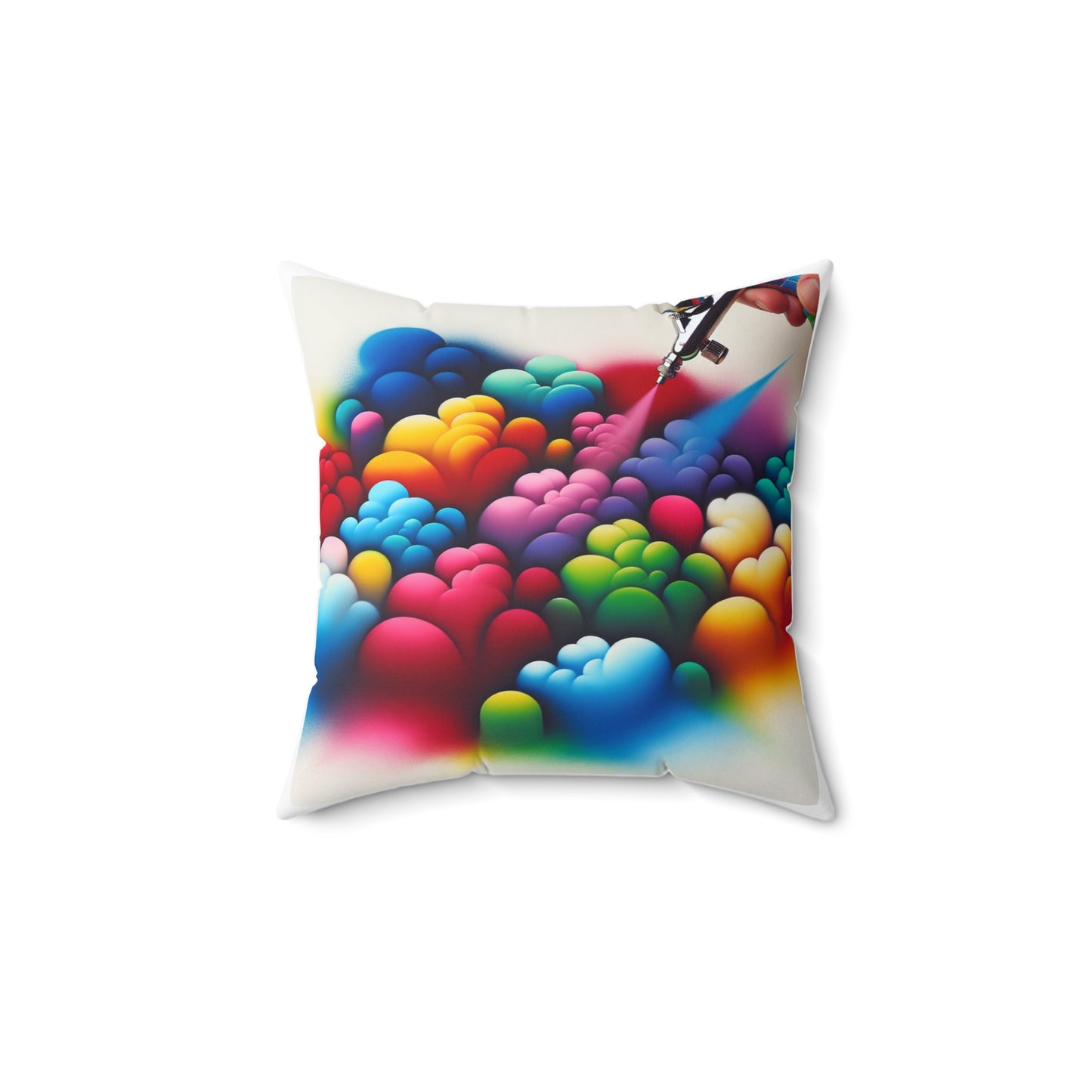 Vibrant Rainbow Cloud Print Pillow - Cozy Home Decor Accent