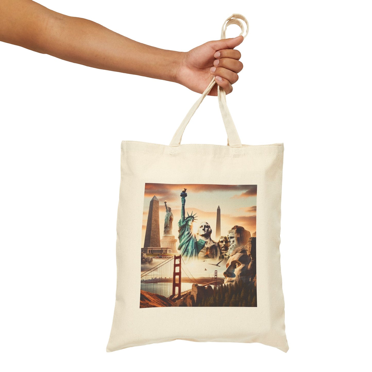 Vintage Cityscape Cotton Canvas Tote Bag - Perfect for Travel & Everyday Use