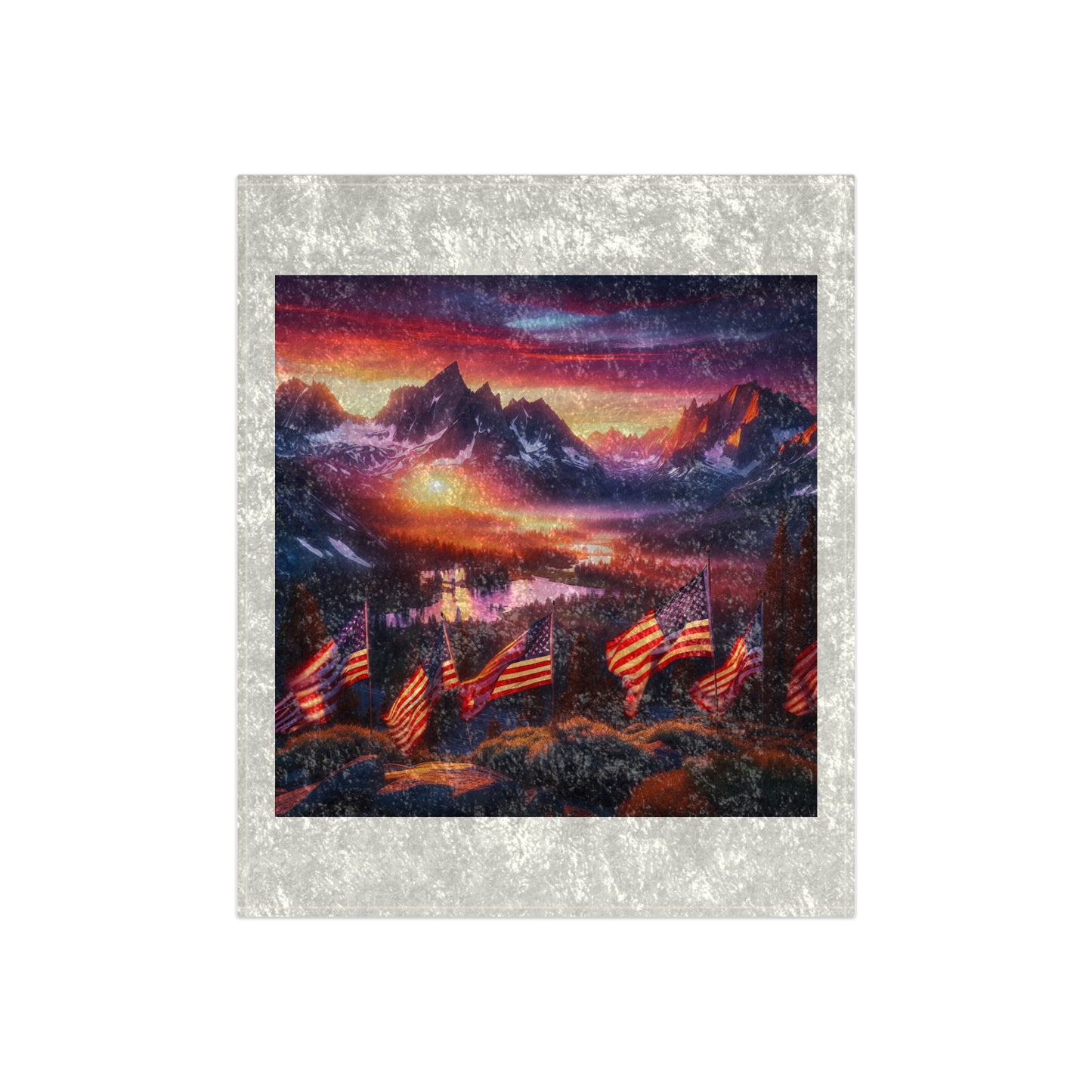 Patriotic Crushed Velvet Blanket - Cozy American Landscape Throw for Relaxation & Celebrations