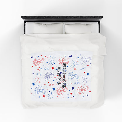 Proud to Be American Velveteen Plush Blanket - Cozy Throw for Patriotic Celebrations
