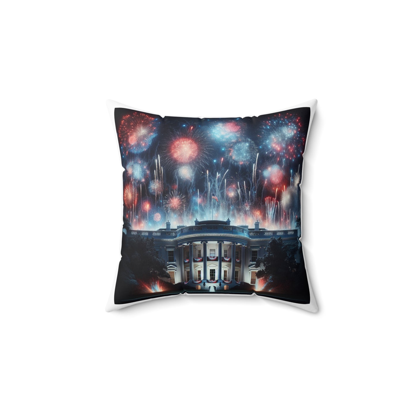 Patriotic Fireworks Square Pillow