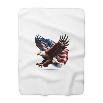 Eagle and American flag Sherpa Fleece Blanket