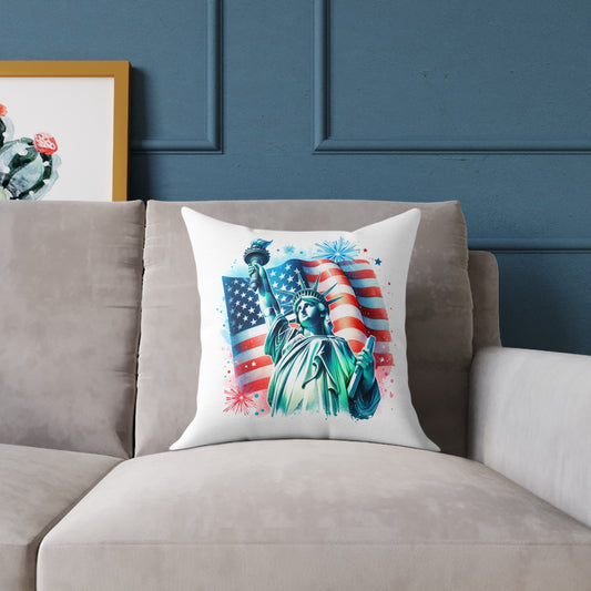 Statue of liberty Square Poly Canvas Pillow