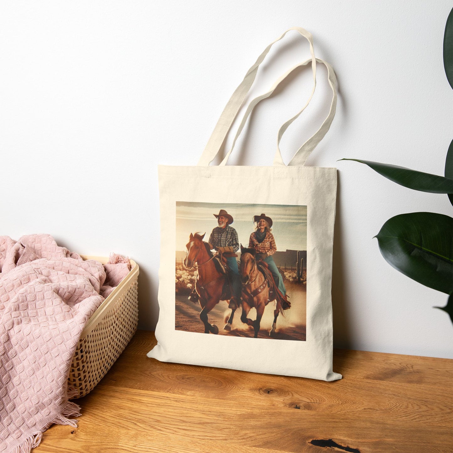 Retro Cowboy Canvas Tote Bag - Western Style Tote for Adventurous Spirits